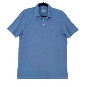 Vineyard Vines Edgartown Polo Shirt Mens‎ Small Blue Striped Pima Cotton Stretch